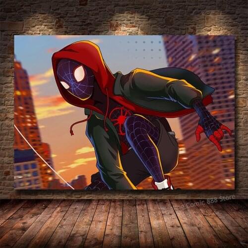 Spiderman painting on hat canvas poster marvel superhero wall art picture interior decoration painting Cuadros comics