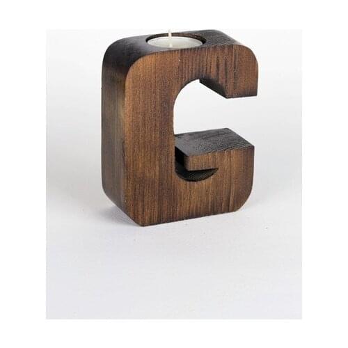 WOODEN LETTER candle HOLDER-G HARFİ- candle and candlestick свеча и подсвечник vela y candelero