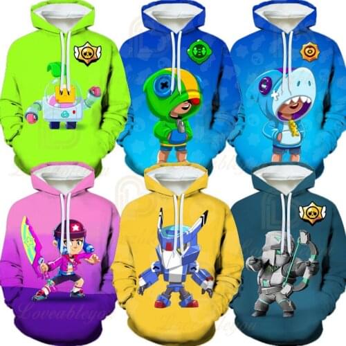 Shoot Stars 6 To 19 Years Kids Leon Hoodie Spike Jacket Browlerss Game PRIMO 3D Boys Girls Cartoon Tops Teen Clothes