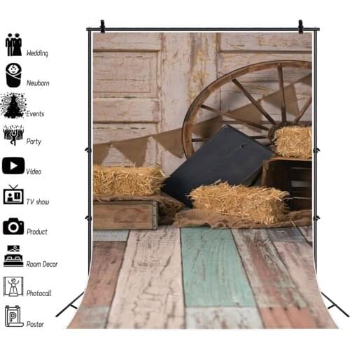 Yeele Nature Autumn Background Photography Farm Haystack Wood Floor Wheel Baby Portrait Backdrop Photographic For Photo Studio