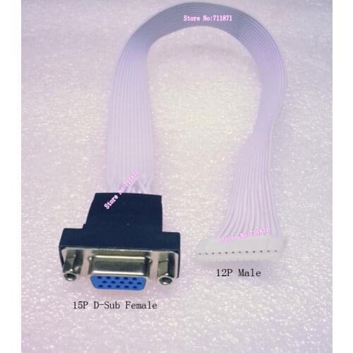 30cm 12P to 15Pin D-Sub Cable DIY LCD LED Monitor TV VGA D-sub Line 12P Male 15P Female VGA cord