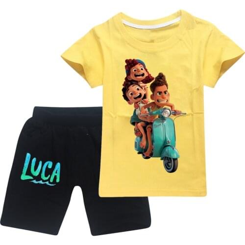 Italy Hot movie New Fashion Luca Tshirts Pants Sets Cartoon T Shirt Kids Clothes Boys Clothes Pants Children Clothing Sets 3-16Y