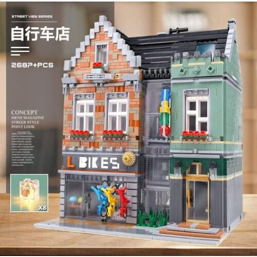 MOC 10004 Street Building Toys Compaitble With 15034 Bike Shop Model Building Blocks Assembly Bricks Kits Kids Christmas Gifts