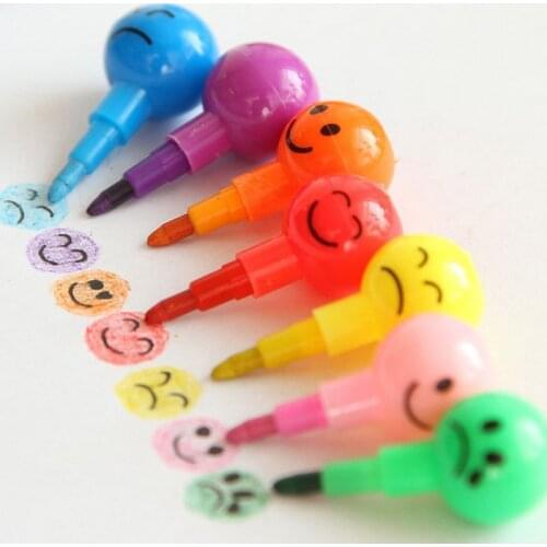 Creative 7 Colors Sugar-Coated Haws Crayons Cartoon Graffiti Pen Stationery Gifts For Kids Crayon Wax Pencil