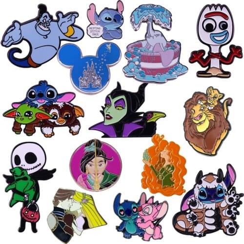 LT854 The Lion King Stitch Cute Creativity Enamel Pins Badge for Backpack Collar Lapel Pin Jewelry Birthday Gifts for Friends