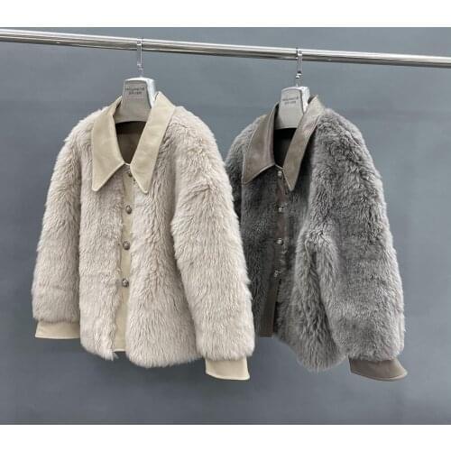 Fashion Leather Shearling Jacket Women Factory Wholesale New Arrival Ladies Sheepskin Fur Blazer Coat