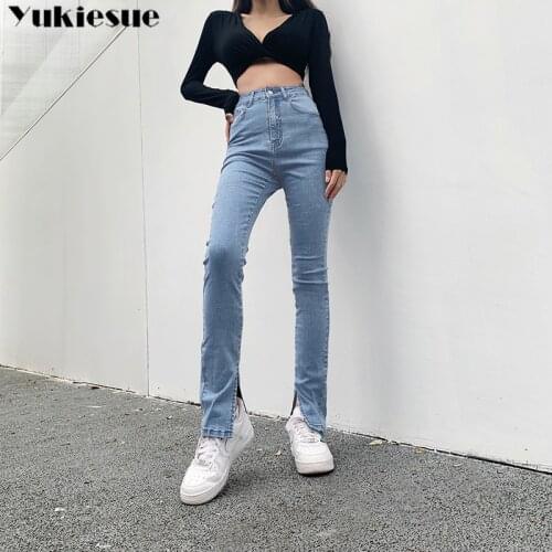 Fashionable womens jeans with high waist jeans woman split up flare mom jeans womens jeans for women jean femme