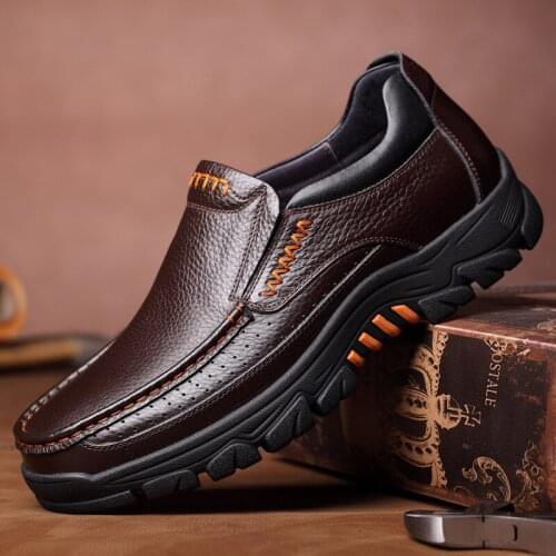 2020 Genuine Leather Shoes Men Loafers Soft Cow Leather Men Casual Shoes New Male Footwear Black Brown Slip-on Men Size 38-48