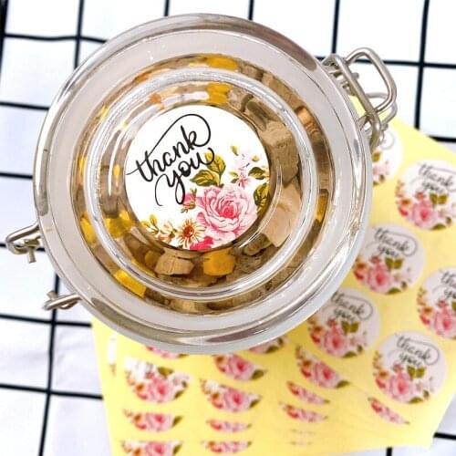 120pcs/lot Thank You Round Multi Round Flower Adhesive Seals Sticker Gifts Labels For Baking Products