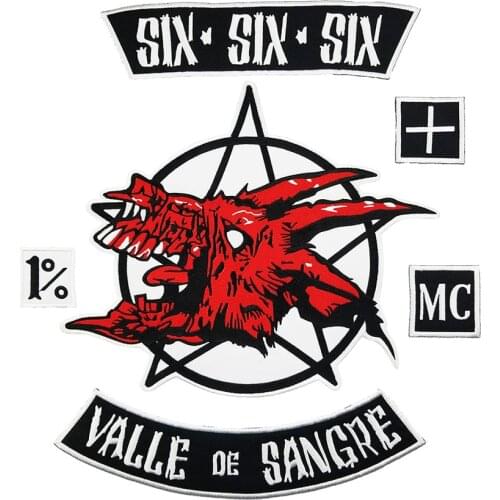Six 1% Valle MC Club Motorcycle Biker Iron on Patch for Clothing Accessories Applique Jacket Shirt Custom Decoration Badges