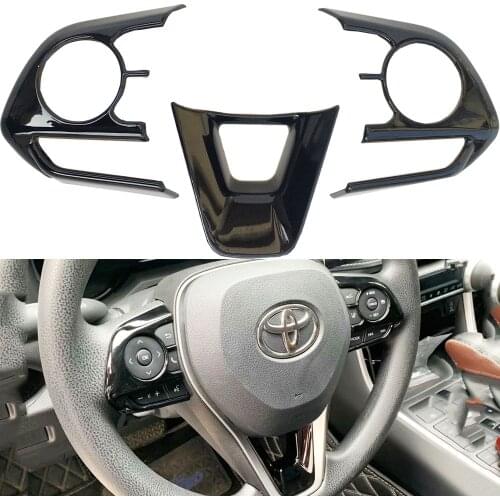 Fit for RAV4 2019 2020 2021 Interior Accessories Steering Wheel Styling Trim Black Piano