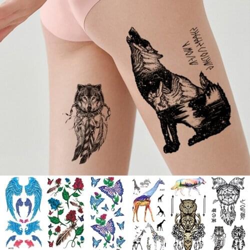 Sexy Tattoos for Men Womens Temporary Tattoo Dream Catche Waterproof Tattoos Real Looking Fake Tatoo Boy Grils Lion Deer Wolf