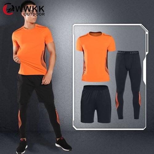 Sports Running T-shirts Quick Dry Men T-shirt/Pants Workout Fitness Sports Running Yoga Athletic Top Breathable Jogging Training