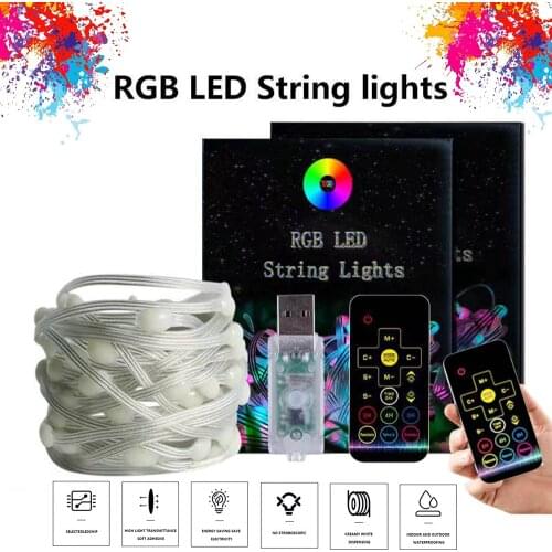 DC5V USB RGB LED Fairy String Lights Strip 17Keys IR Remote Controller For Christmas Festival Wedding Party Bar KTV Decoration