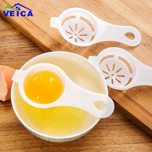 3pcs/lot High Quality Egg Yolk White Separator Egg Divider Kitchen Egg Tools Food Grade PP Plastic Filter Sieve Divider Holder