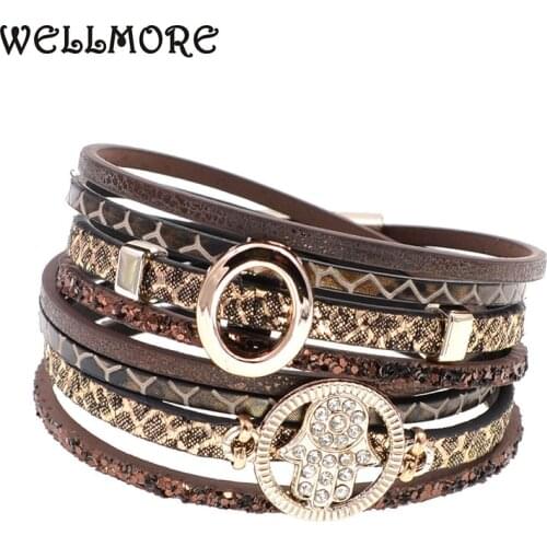 WELLMORE new stlye leather bracelet wrap bracelets for women Trendy Bohemian bracelets wholesale B17110501