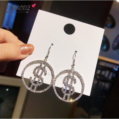 FIMAODZ Personality Dollar Shape Earrings For Women Hiphop Rock US Money Symbol Exaggerated Dangle Earings Fashion Jewelry