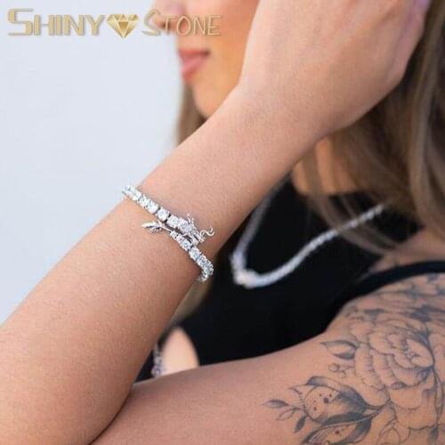 New Design Hip Hop Iced Out Bling 5A Cubic Zirconia 5mm CZ Tennis Chain Chinese Dragon Bracelet Adjustable For Women Men Jewelry