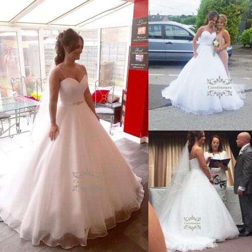 Spaghetti Straps 2019 Wedding Dress Women Girl Bride Gown Bridal Party Sexy Ball Gown Skirt with Cathedral Train Sweetheart Neck