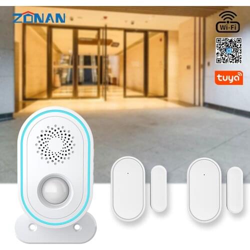 Zonan WIFI Wireless Tuya Home Security Alarm System Smart Life APP Doorbell Welcome Bell Intelligent Home Door Bell Alarm Kits