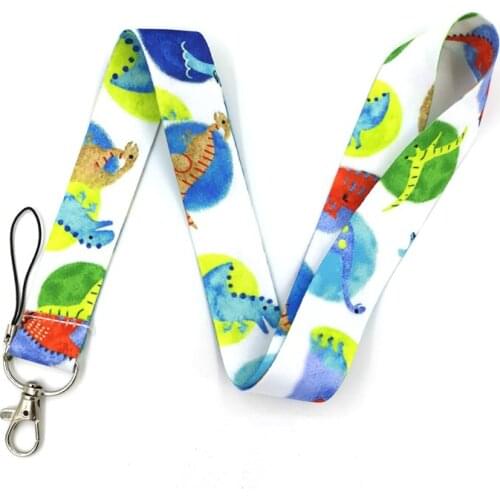 10Pcs Animal Cute Dinosaur Cartoon Lanyard For Keys ID Badge Holder Mobile Phone Straps Necklace Hang Rope Keychain Lanyards