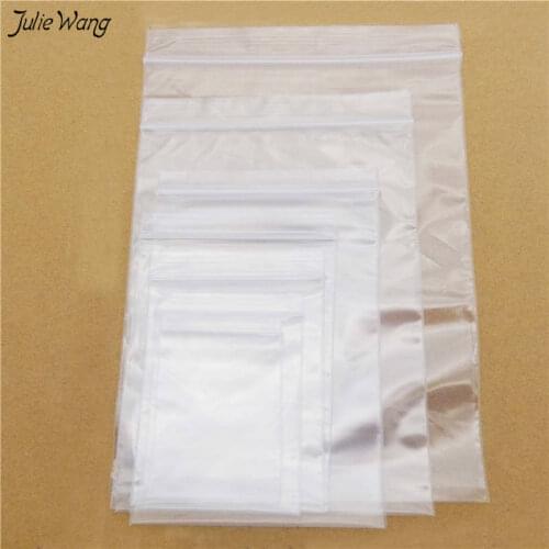 Julie Wang 100pcs Wholesale Ziplock bag Storage transparent plastic Packaging Seal Reclosable Jewelry Packing Bag Multi Size