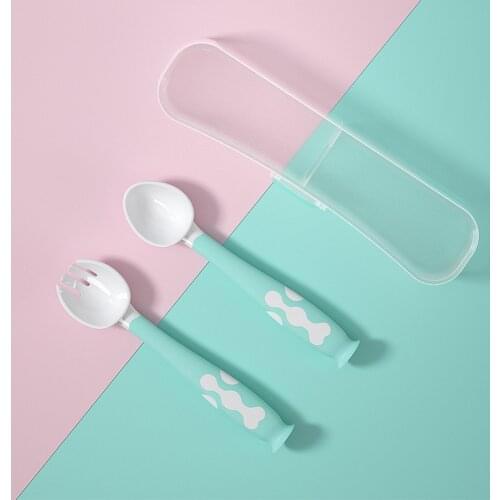 2pcs/Set Baby Gadgets Tableware Children Utensil Toddler Dinnerware Cutlery Cartoon Infant Food Feeding Spoon Fork