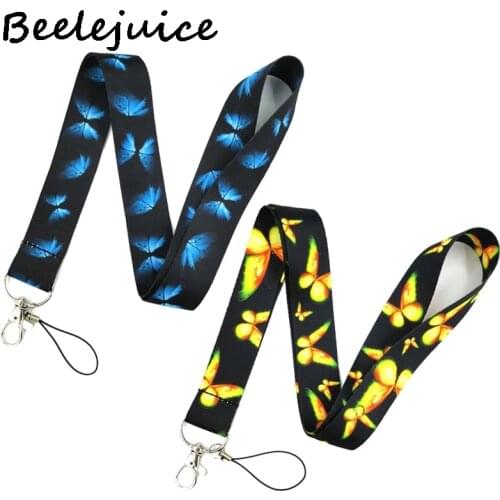 24pcs Monarch Butterfly Couple Lanyard Keys Phone Holder Neck Strap With Keyring ID Card DIY Animal webbings ribbons Hang Rope