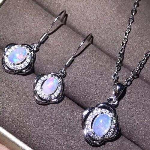 KJJEAXCMY boutique jewels 925 sterling silver inlaid with natural opah hollow womens pendant ring earrings 3 sets new lotus lea