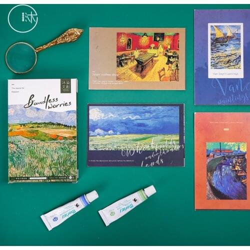 30 Pcs/Set Van Gogh Boundless Worries Postcard Greeting Card Birthday Gift Card Message Card