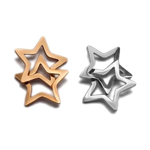 5pcs Stainless Steel Five-pointed Star DIY Connector Charms Pendants Jewelry Making Necklaces Never Tarnish Top Quality Findings