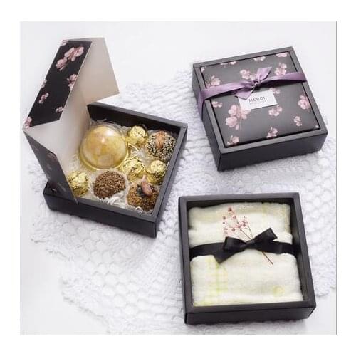 50pcs/lot 15*15*5cm High-grade flip tea handmade soap moon cake packaging gift box towel clothes packaging gift box