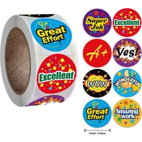 500Pcs Reward Stickers Motivational Sticker Roll for Kids School Students Teachers Cute Animals Label toys thank you sticker tag