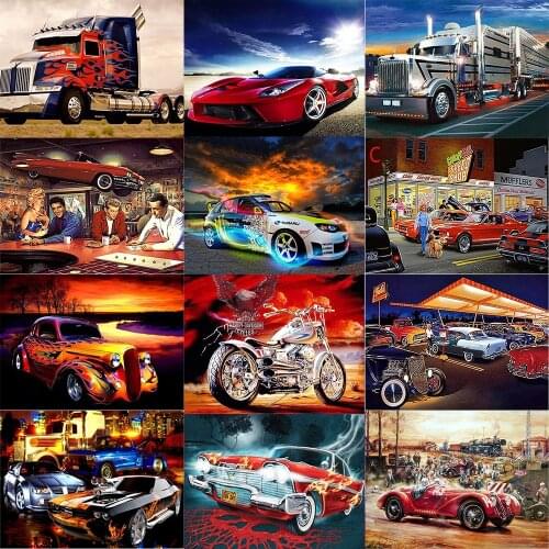 3D Diy Diamond Painting Diamond Inlaid Handsome Racing Luxury Car Diamond Embroidery Full Round Picture Mosaic Home Decoration