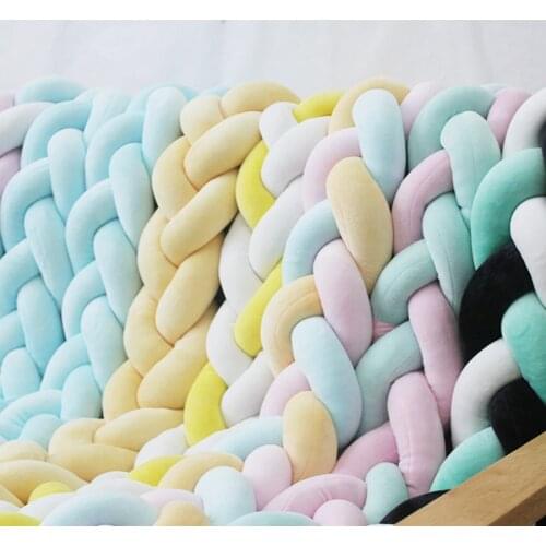 1M 2M 3M Length Knot Handmade Braid Weaving Baby Bed Bumper Long Knotted Baby Crib Bumper Protector Baby Room Decor Plush Cotton