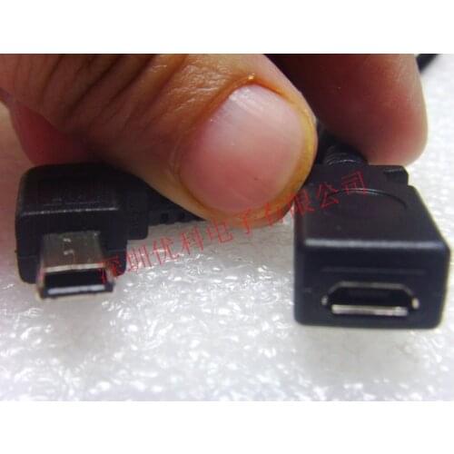 Free shipping For V8 micro V3 Mini 5pin USB female to male 30cm male head bending copper cable