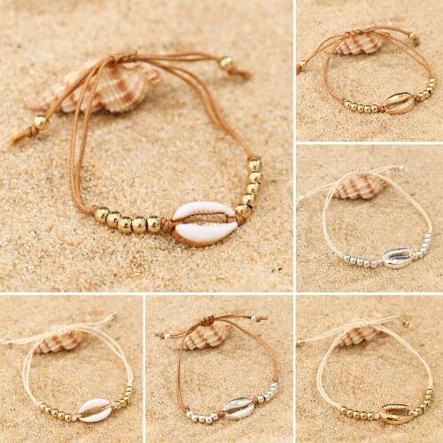 Handmade Sea Shell charm Bracelets For Women Bohemian Beach Cowrie Seashell Puka String Rope Chains 2021 Fashion Boho Jewelry