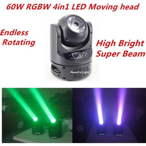 DunFly DuanFei Light 10pieces/lot rgbw moving head beam 60W mini beam led moving head 4in1 dmx