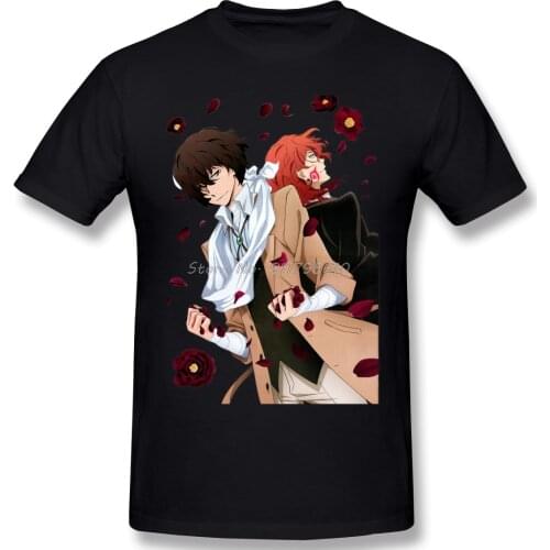 2 Sides T-Shirt Funny O-Neck Cotton Bungou Stray Dogs Clothes Humor T Shirt Anime Men Tee Streetwear Harajuku