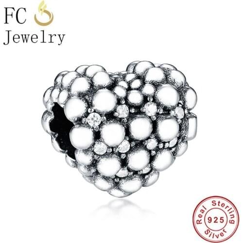 FC Jewelry Fit Original Brand Charm Bracelet Authentic 925 Silver Heart Cluster Beads Making Women Mothers Day Berloque 2020