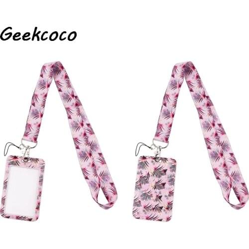 J2456 Cartoon Leaves Lanyard Keychain keys Badge ID Mobile Phone Rope Kids Gifts Lanyard With Card Holder Cover