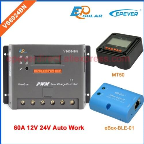 VS6024BN solar charging battery controller 60A 60amp PWM EPSolar brand bluetooth function 12v 24v MT50 remote meter