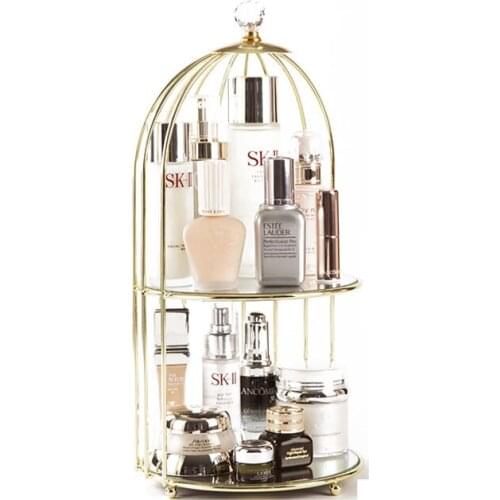 Cosmetic storage box, shelf, desktop, creative lightweight bird cage, skin care product, dressing table, perfume, lipstick rack