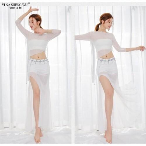 Women Sexy Fashion Bellydance Oriental Costume Set Top+Skirt Split Practice Clothes Top Skirt Professional Belly Dance Costumes