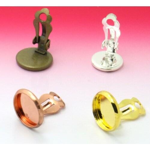 20pcs/lot Round Blank Ear Clip Earring Settings Cabochon Base Fit 10mm Cabochon Cameo DIY Ear Jewelry Making