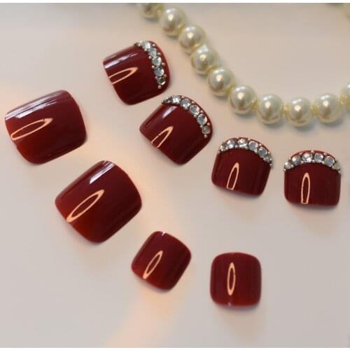 Summer Short False Toenails Ladies Toe Nails Treatment Decorations Fake Gel Nail For Foot With Crystal