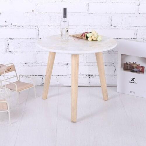 Marble Solid Wood Small Tea Table, Creative Small Round Table, Simple Living Room Sofa Table