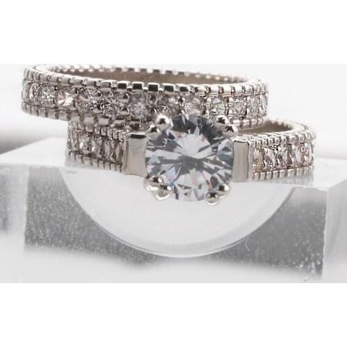 WYJZY Fashion men and women pair of rings inlaid zircon ladies personality ring jewelry Valentines Day gift jewelry