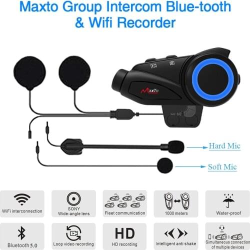 M3 Motorcycle Waterproof Sony HD Wide Angle Lens 1080P Group 6 Riders Intercom Bluetooth Wifi Helmet Interphone Headset