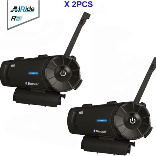 2PCS Airide R2 1000m Motorcycle Bluetooth Helmet Group Intercom Headset MP3 Voice FM Radio Command Handsfree BT Interphone